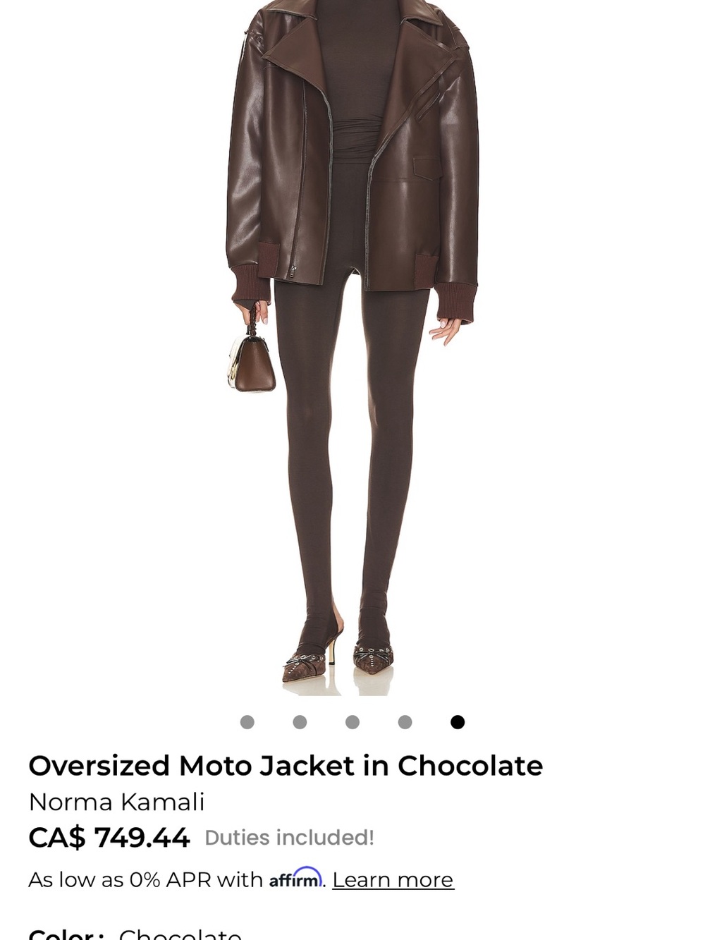 Norma Kamali Brown Oversized Moto Jacket